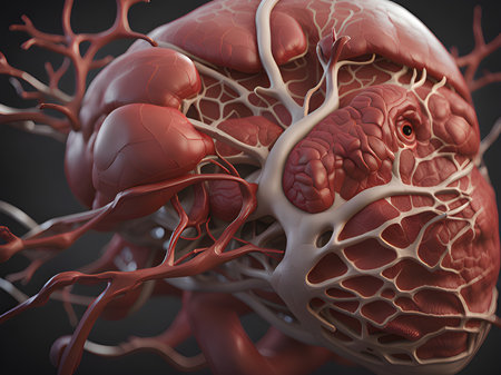 3d rendering of heart with human organsの素材