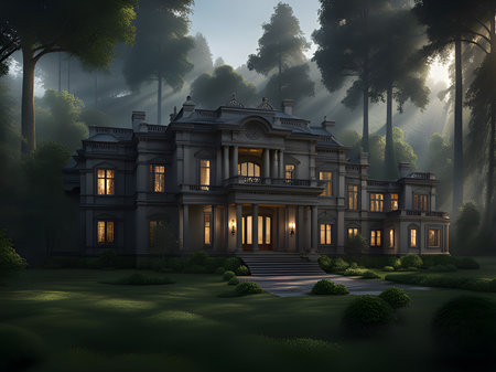 3d rendering of the beautiful mansionの素材