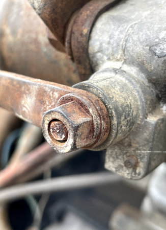 close up old rusty machine car