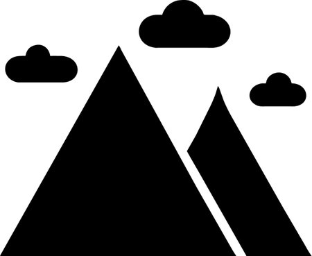 black and white of mountain icon illustrationの写真素材