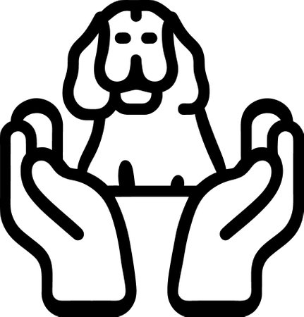 dog pet and hand icon in outline styleの写真素材