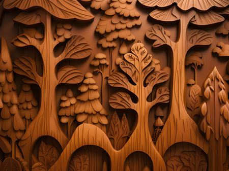 forest decorations on wooden backgroundの素材