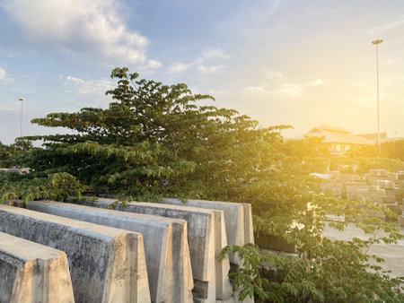 concrete blocks in the industry siteの写真素材