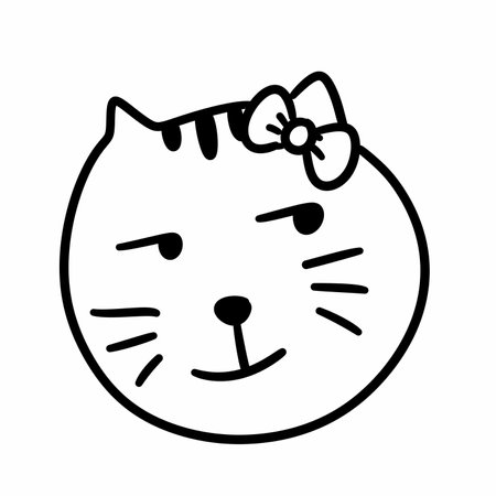 cat head icon outline illustrationの写真素材