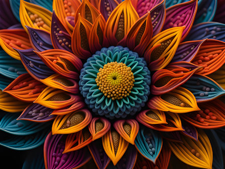 abstract background with colorful flower and linesの素材