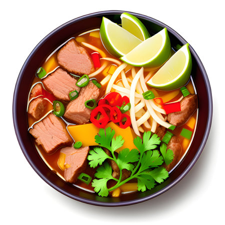 soup with meat, vegetables and noodles.の素材