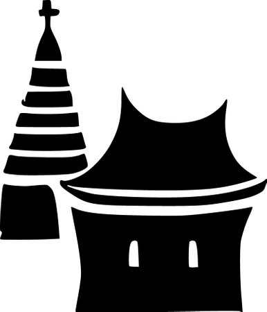 chinese pagoda on white background illustrationの写真素材
