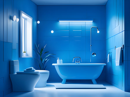 3d illustration of a modern bathroom in a modern interior designの素材