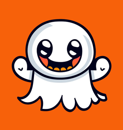 art cute smiling ghost cartoonの写真素材