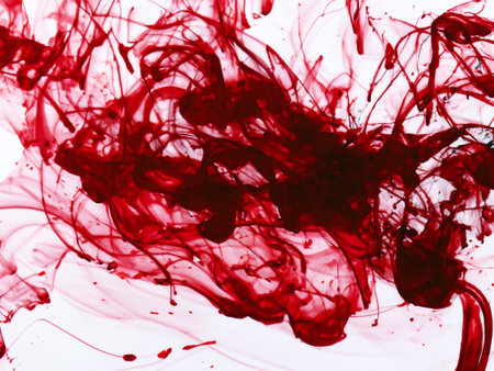 red bloody splash on white backgroundの素材