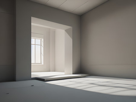 interior of a modern empty room with white walls. 3d rendering.の素材
