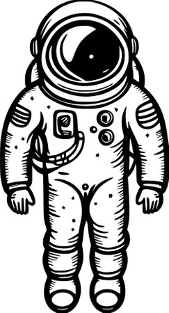 hand drawn astronaut cartoon illustrationの写真素材