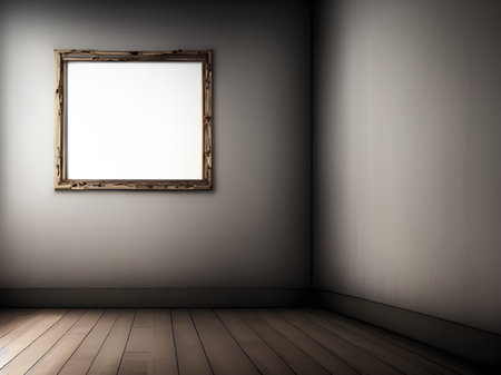 empty room interior with wooden floor and wallの素材