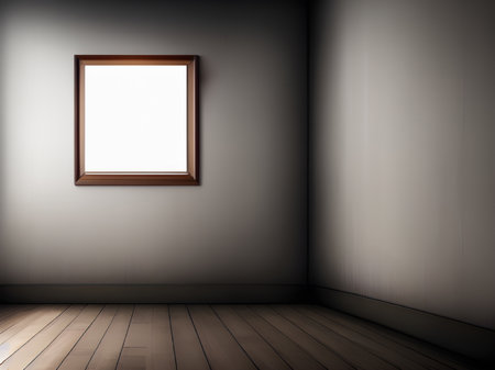 empty room interior with wooden floor and wallの素材