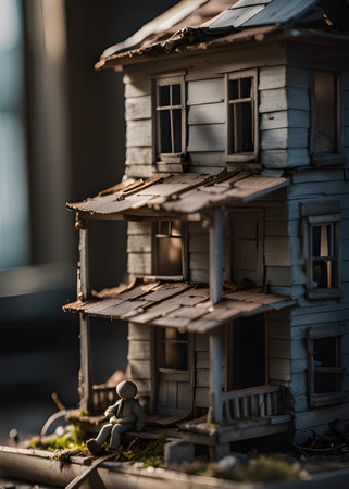 miniature abandoned house in the forestの素材
