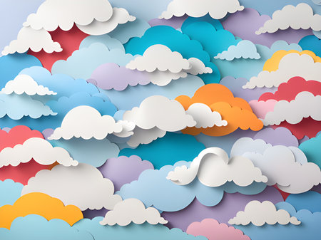 cloud shape pattern, cartoon style, paper cutの素材