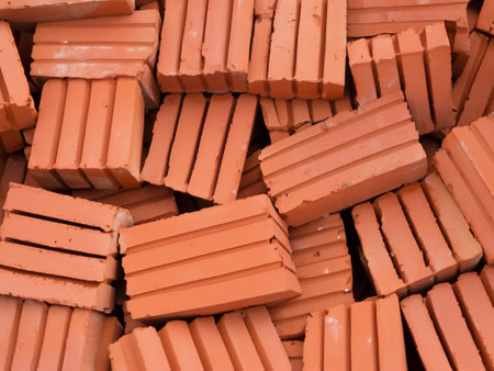 red tiles in construction siteの素材