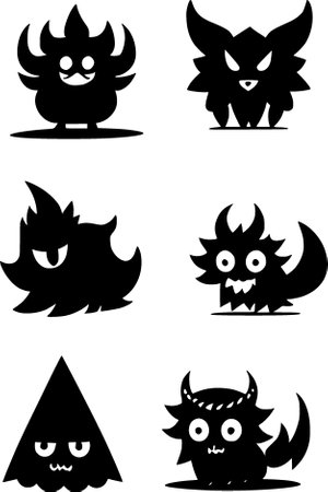 the devil icon set on white backgroundの写真素材