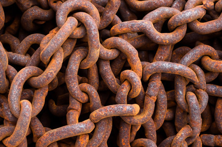 close up rusty chain background texture.の素材