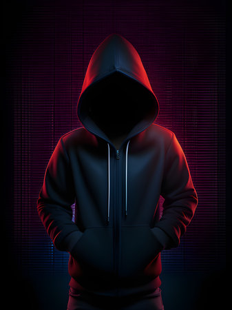 cyber hacker with a hoodの素材