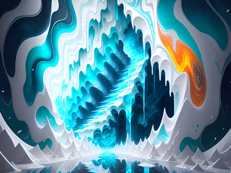 abstract blue background with light and wavesの素材