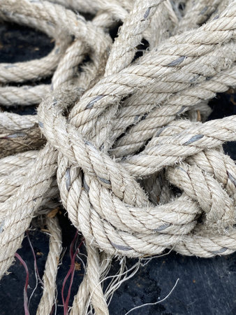 close up view of rope and old ship