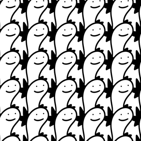 seamless pattern with cartoon characters of the monster cartoonの写真素材