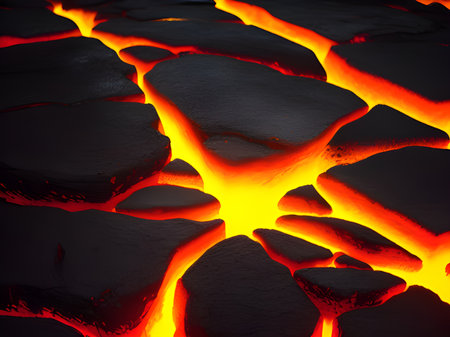 fire flames on a black background, lava patternの素材