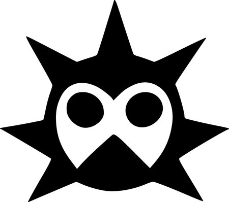 black and white of cute monster cartoonの写真素材