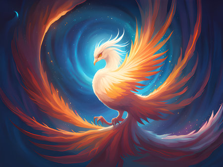 illustration of the rooster with red color on dark backgroundの素材