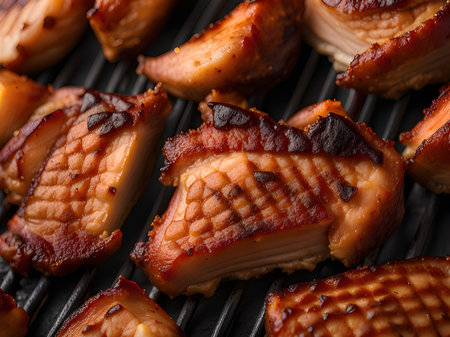 grilled pork ribs on the grillの素材