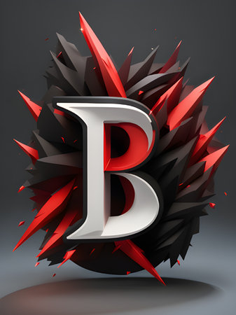 3d render of metallic font with black letter bの素材