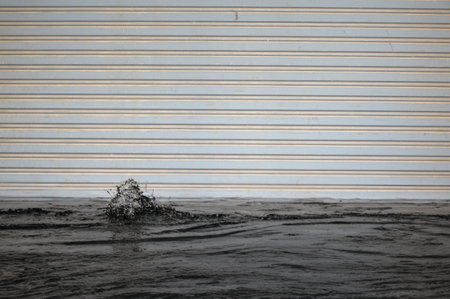 close up flood with iron door