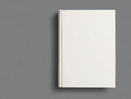 blank book cover mockup on gray backgroundの素材