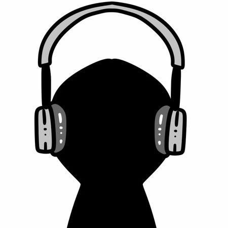 headphones with a black backgroundの写真素材