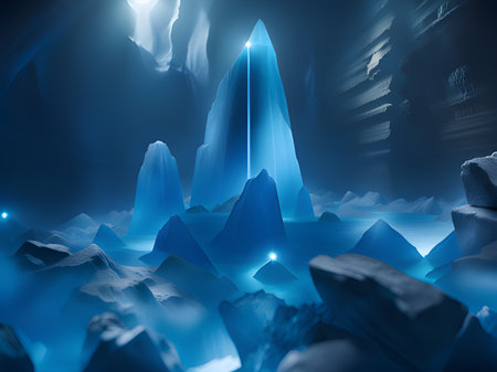 blue abstract background with snow mountainsの素材