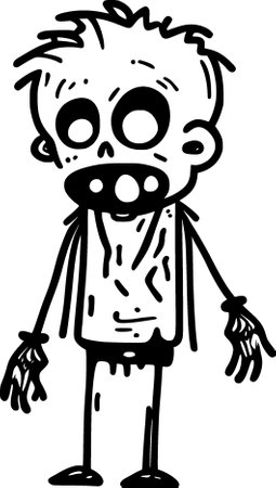 cartoon illustration of scared zombie. isolated on white.の写真素材