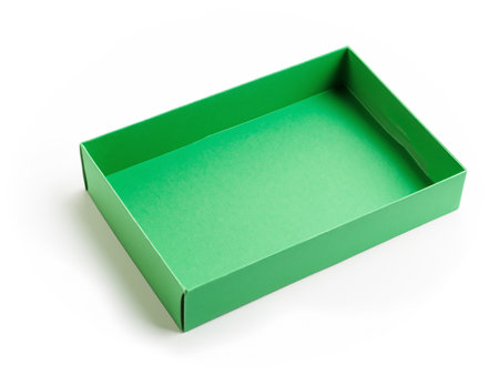 blank green paper box on white backgroundの素材