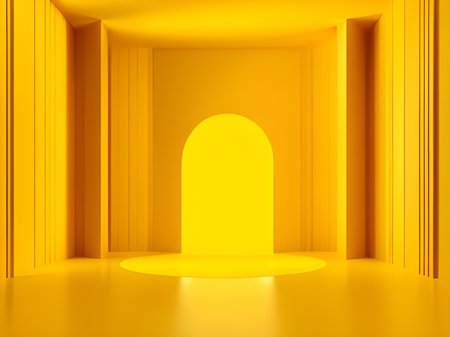 empty interior with yellow walls and floorの素材