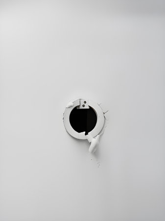 modern bathroom interior with big hole on the wallの素材