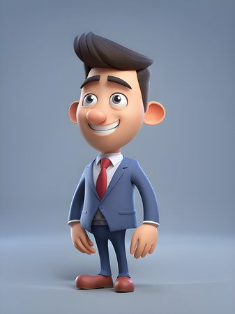 3d character of a man with a tie and a beard.の素材