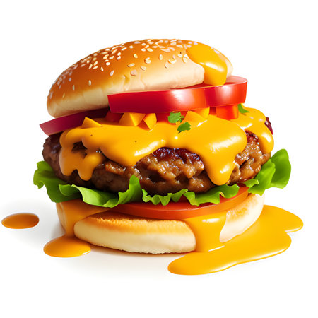tasty hamburger isolated on white backgroundの素材