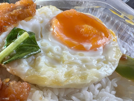 fried rice with fried eggsの写真素材