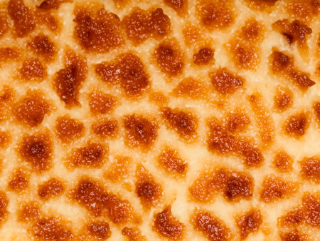 close up of orange cheese background texture.の素材