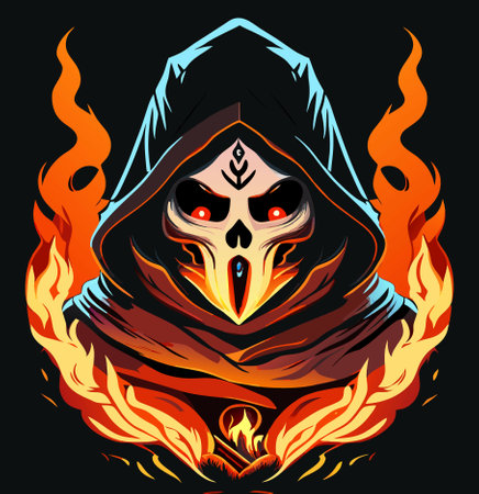 illustration of a cartoon halloween skull witchの写真素材