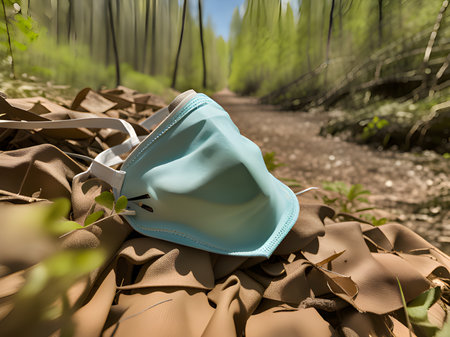 a mask on the background of a forestの素材
