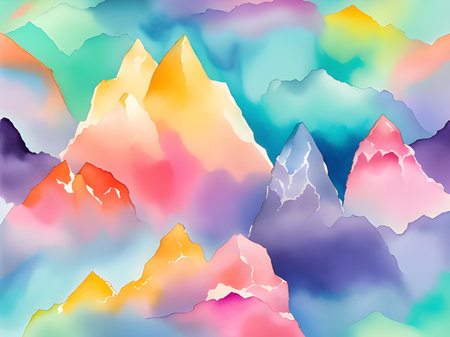 watercolor mountains background, art patternの素材