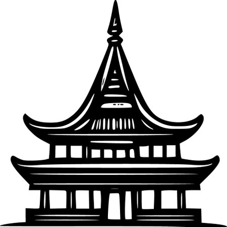 chinese traditional pagoda icon on white backgroundの写真素材