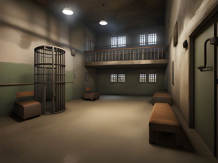 old prison room in the buildingの素材