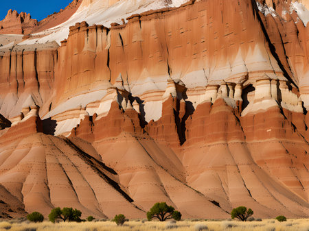 the beautiful sandstone formation of the red rock in the valley of the state, arizonaの素材